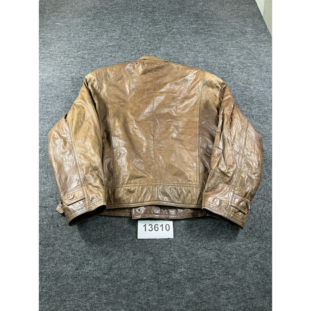 Vintage Verri Pelle Leather Jacket Mens 42 Brown Good Asymmetrical Zip Aviator